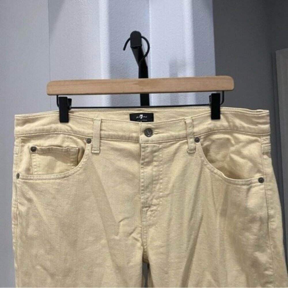 7 For All Mankind Jeans Size 36 x 30 Slimmy Khaki Jean Pants Beige Tan - Picture 2 of 10